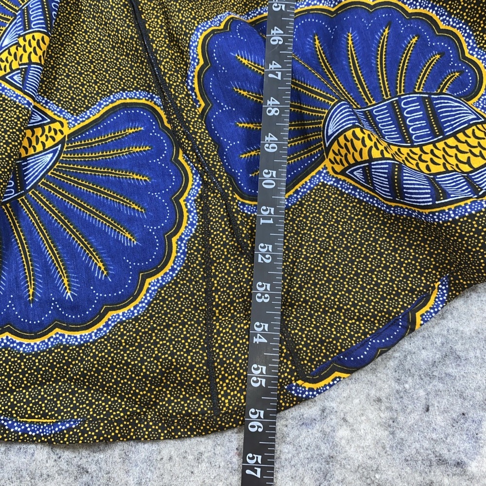 Ray Darten Gown Women's L Navy Blue & Yellow Seashell Ayoade African‎ High Low - Picture 6 of 16
